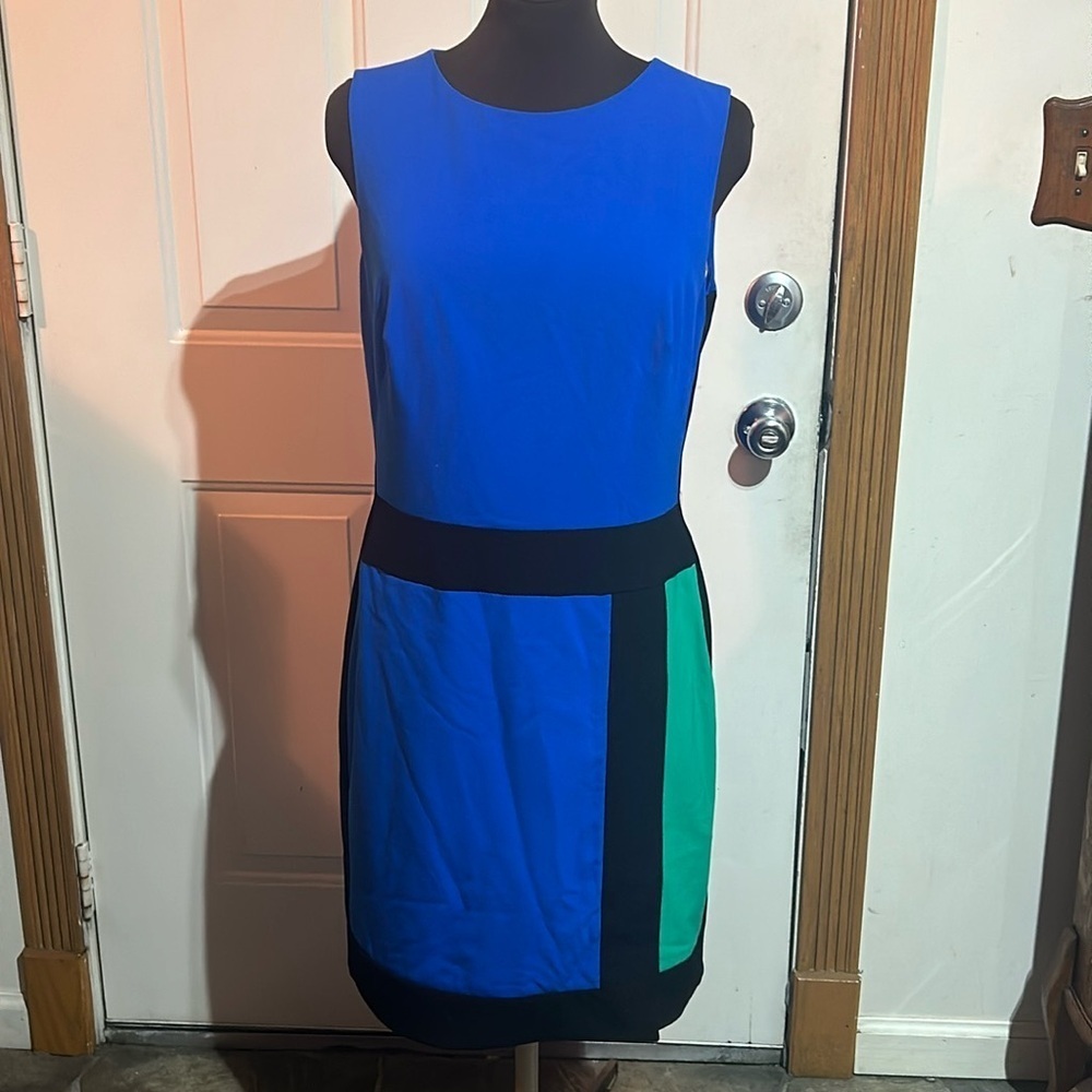 Lauren Ralph Lauren Blue and Green Colorblock Dress